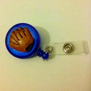 Baseball softball mitt badge reel key card ID holder